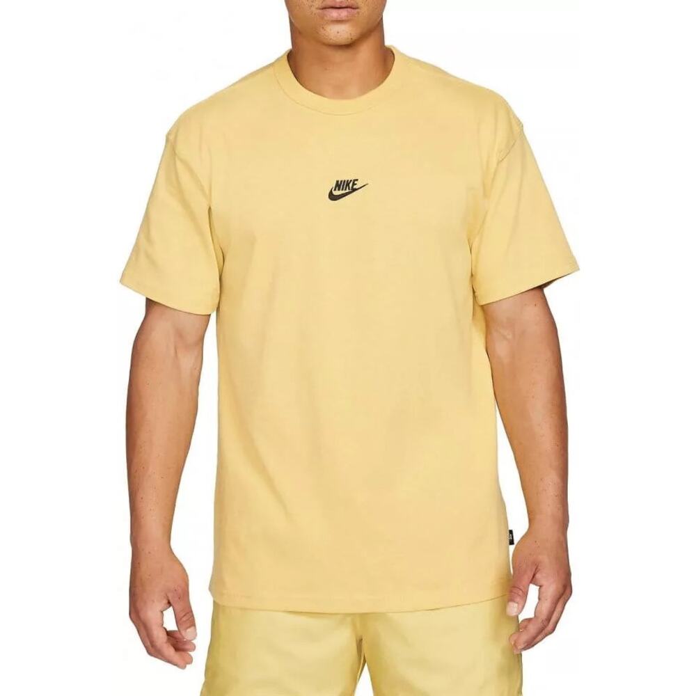 Nike‎ Premium Essentials T-Shirt S Yellow Embroidered Swoosh Logo Loose Fit Tee